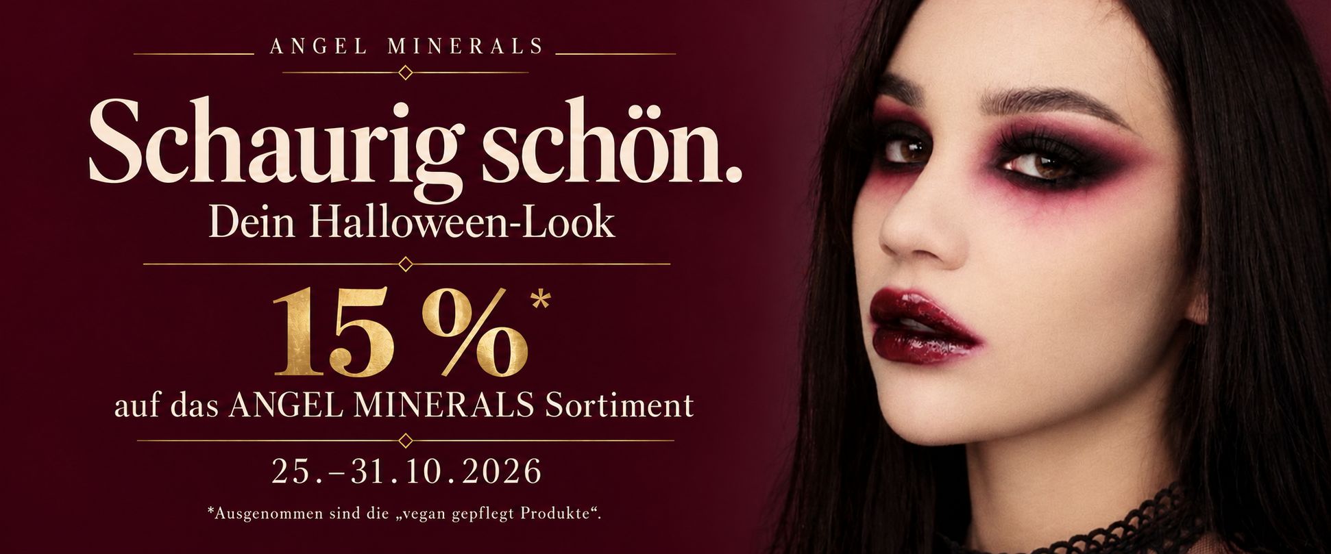 Sanft verfeinertes Halloween-Porträt im Burgunderrot_website